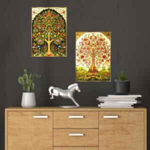 Set of Two Wall Paintings for Wall Dacoration Golden Framed Wall Paintings for Living Room & Bedroom Wall Art for Home Decoration & Office Wall Décor (14x11 inch CH-GD2-17)