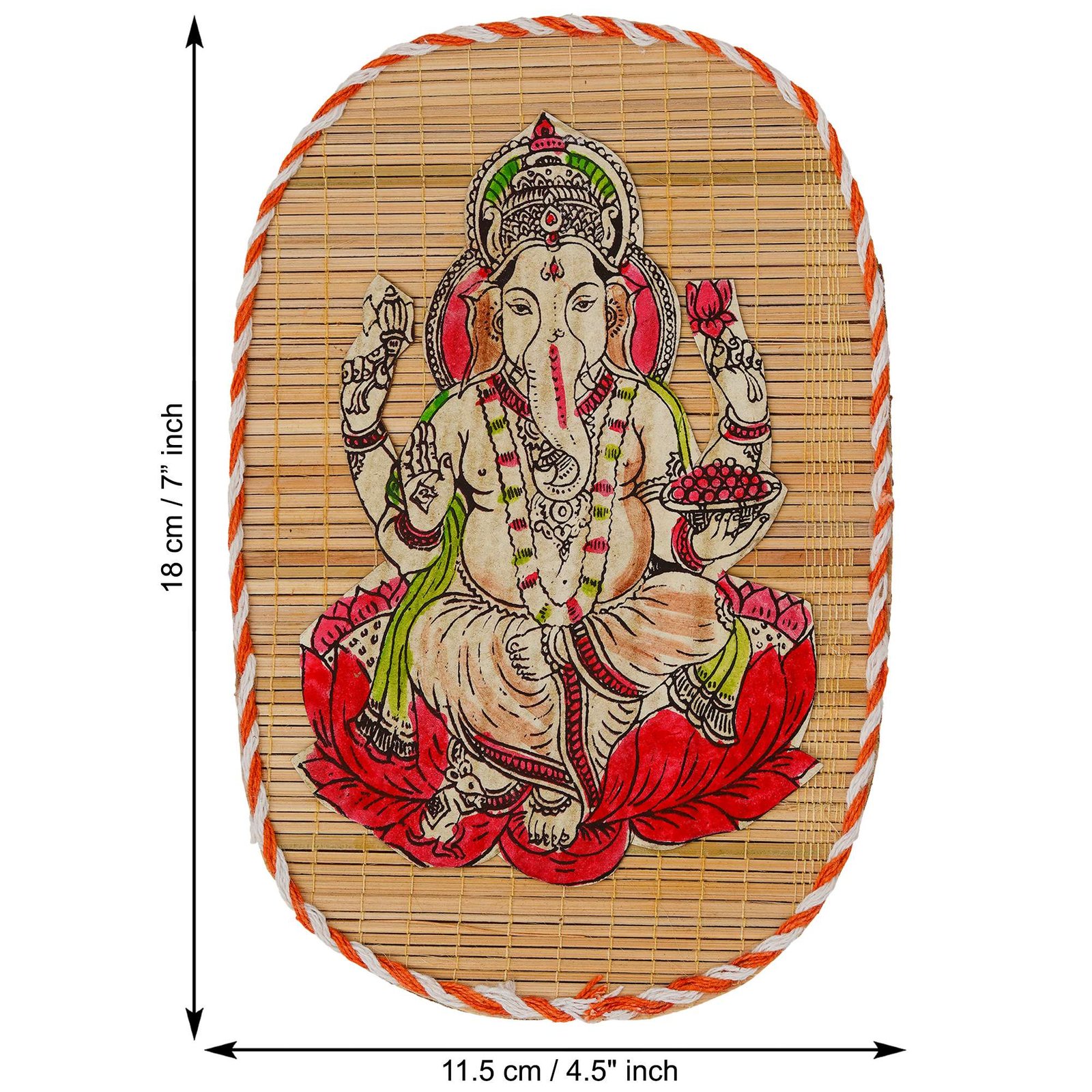 Bamboo Hand Crafted Wall Hangings Of The Trio Of Ganesh Ji, Laxmi Ji And Sarwasti Ji Painting For Home Decor - Image 3
