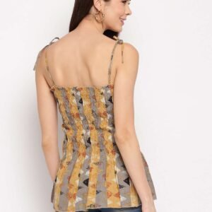 Women's Rayon Printed Casual Summer Style Tie Shoulder Straps Free Size Tank Top ( Multi21)